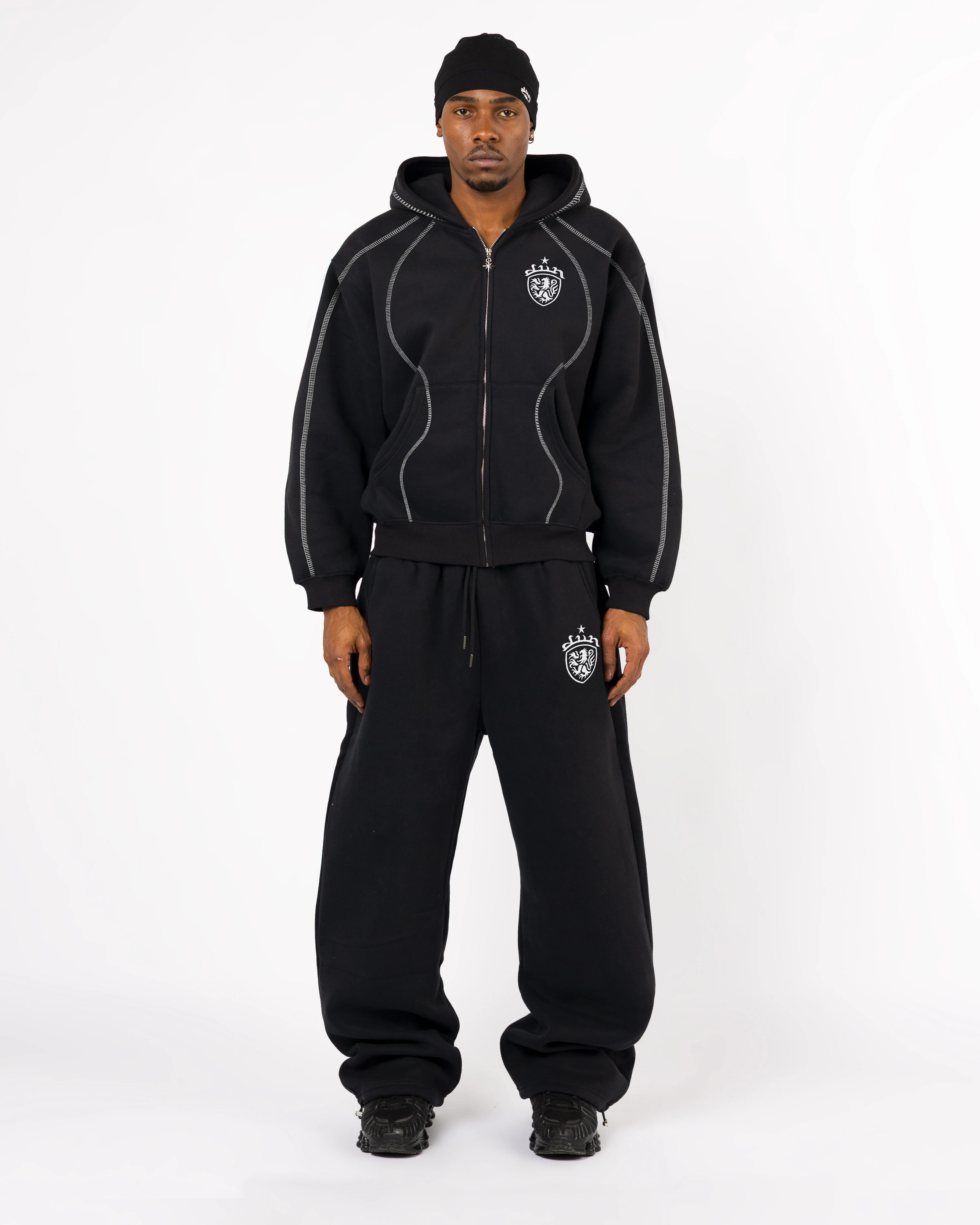 BLACK COA EMBROIDERY JOGGERS - Image 2