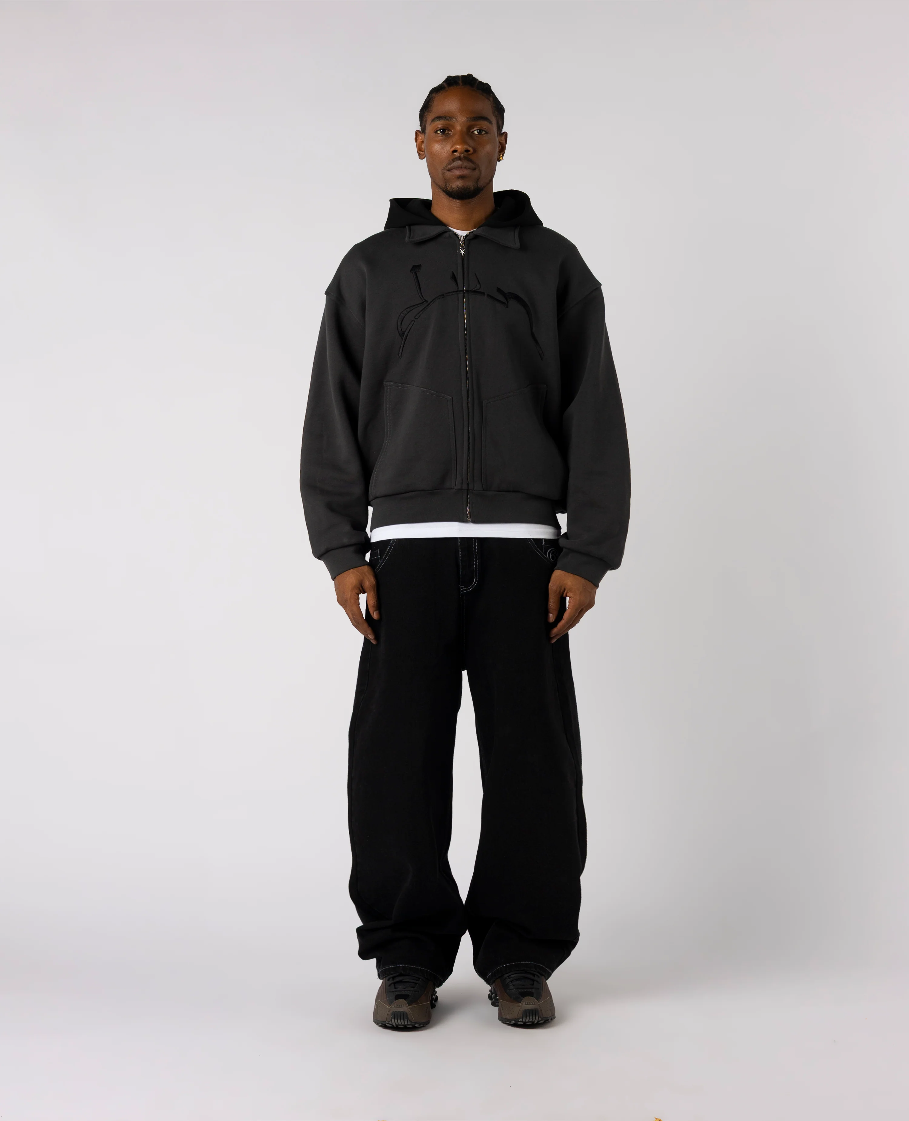DARK HOODED ZIP JACKET - Image 2