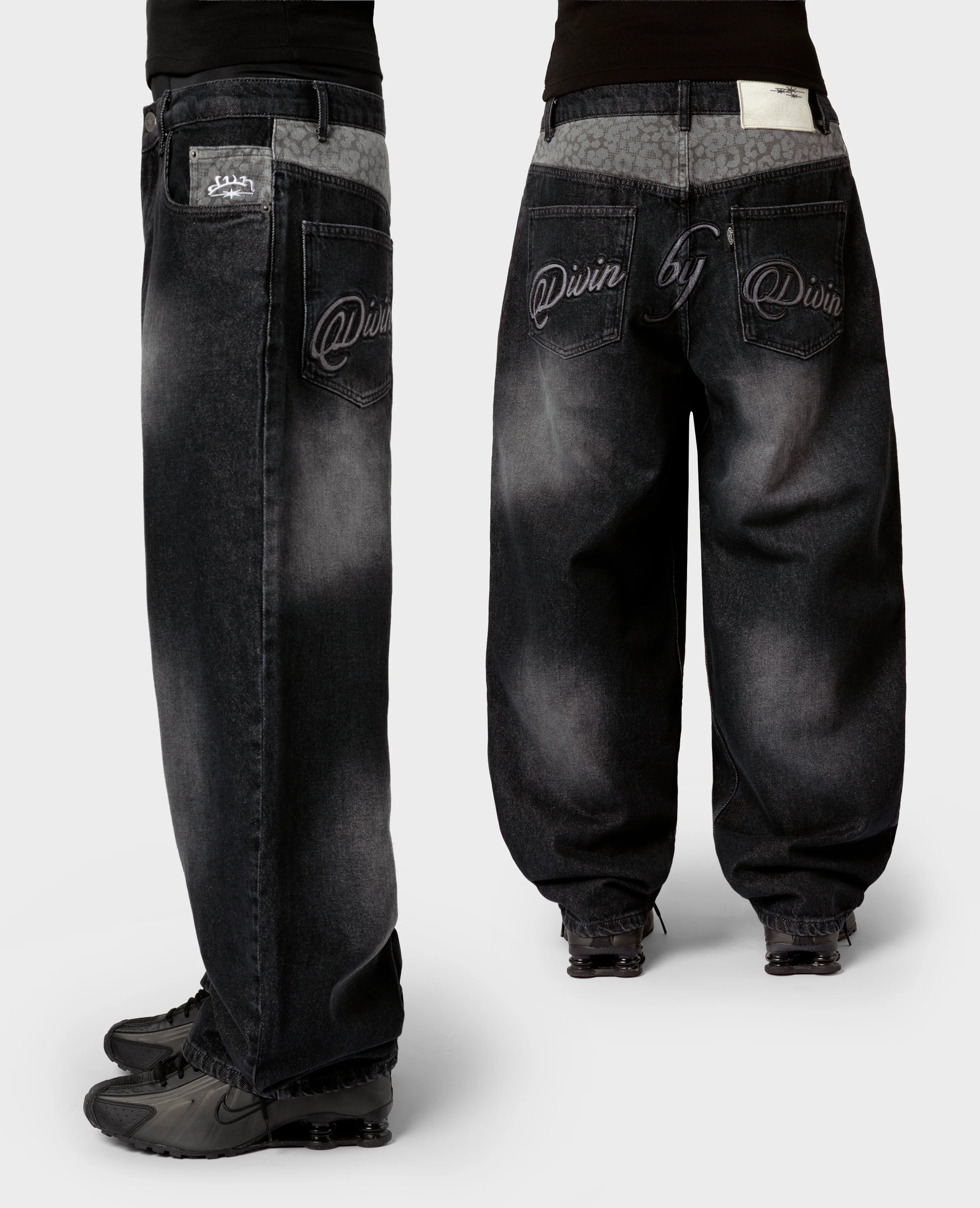 BLACK LEOPARD POCKET DENIM - Image 3