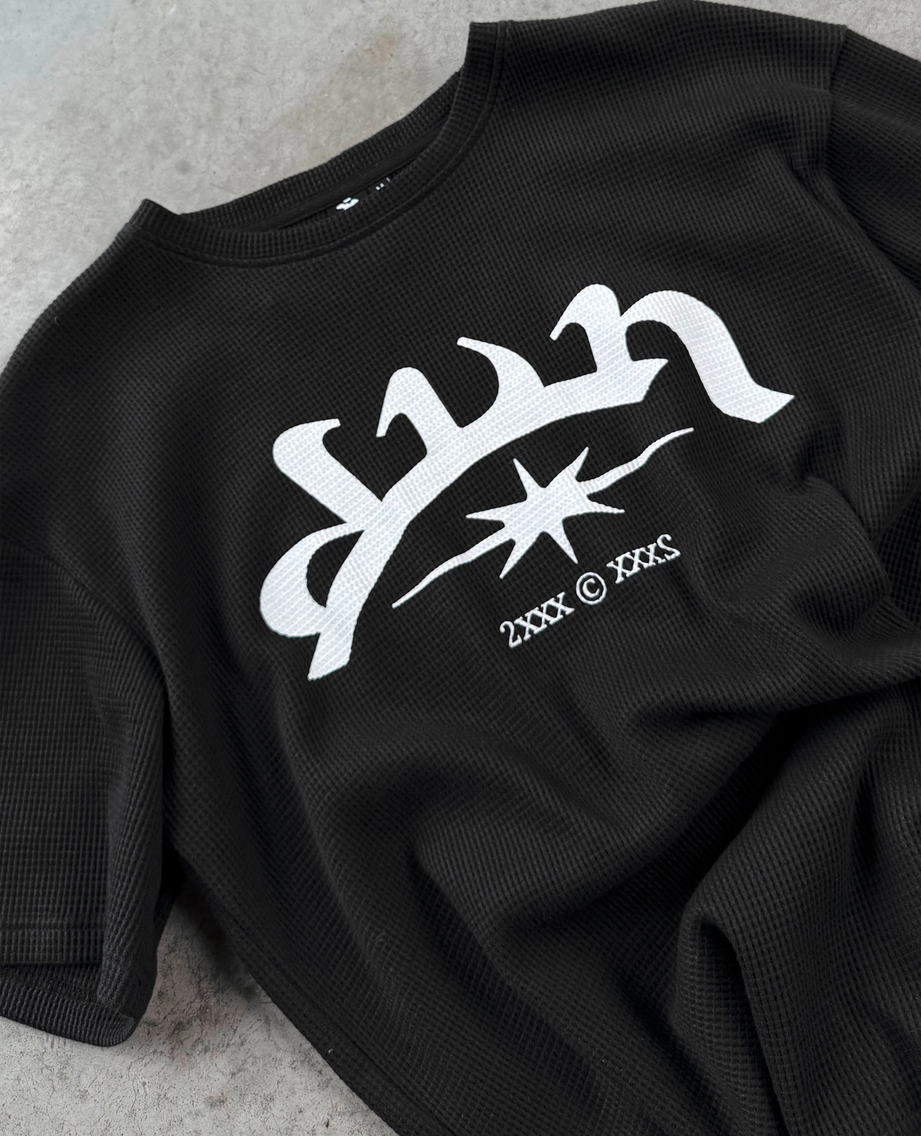 BLACK WAFFLE T-SHIRT - Image 2