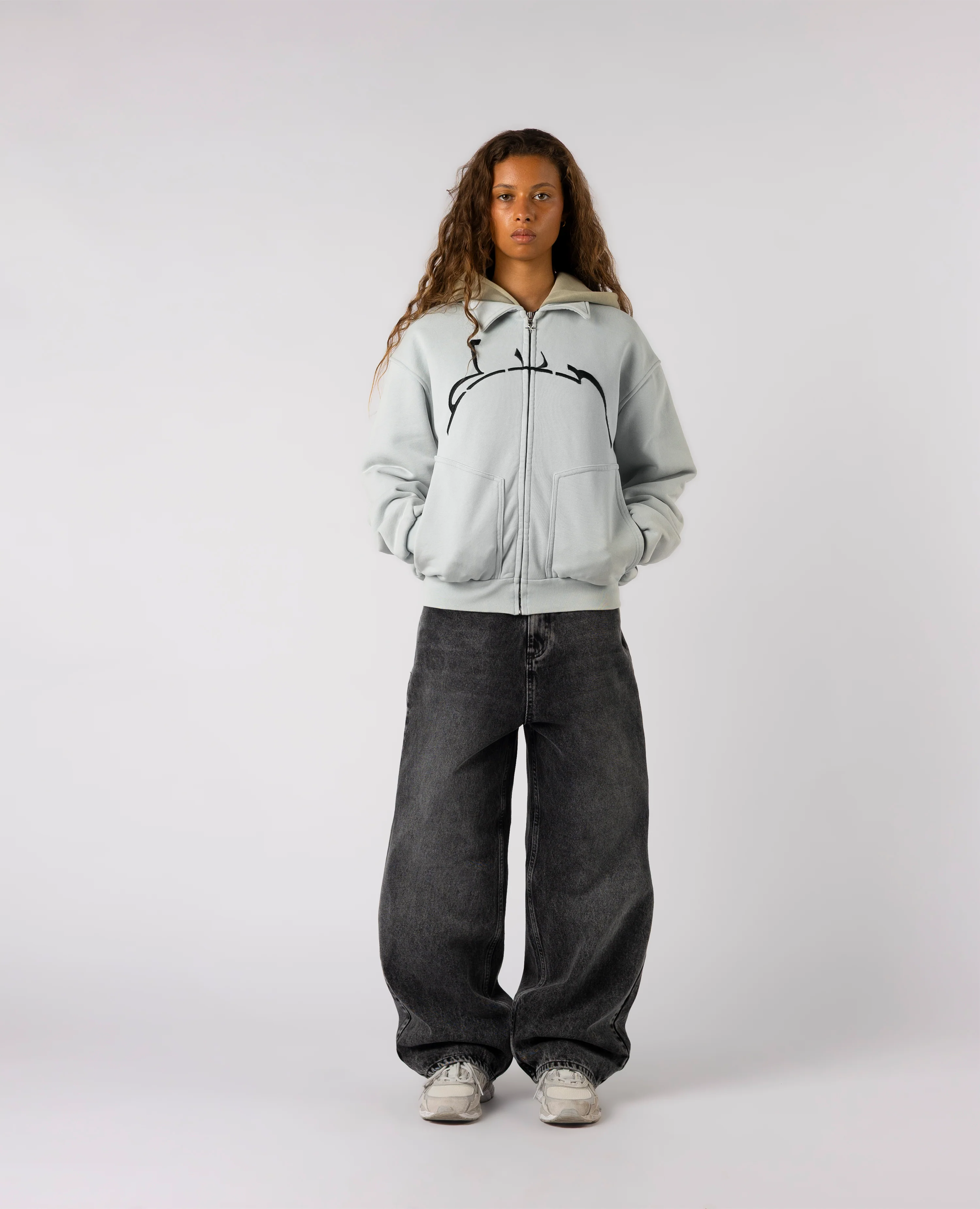 ARCHIVE-BLUE HOODED ZIP JACKET - Image 3