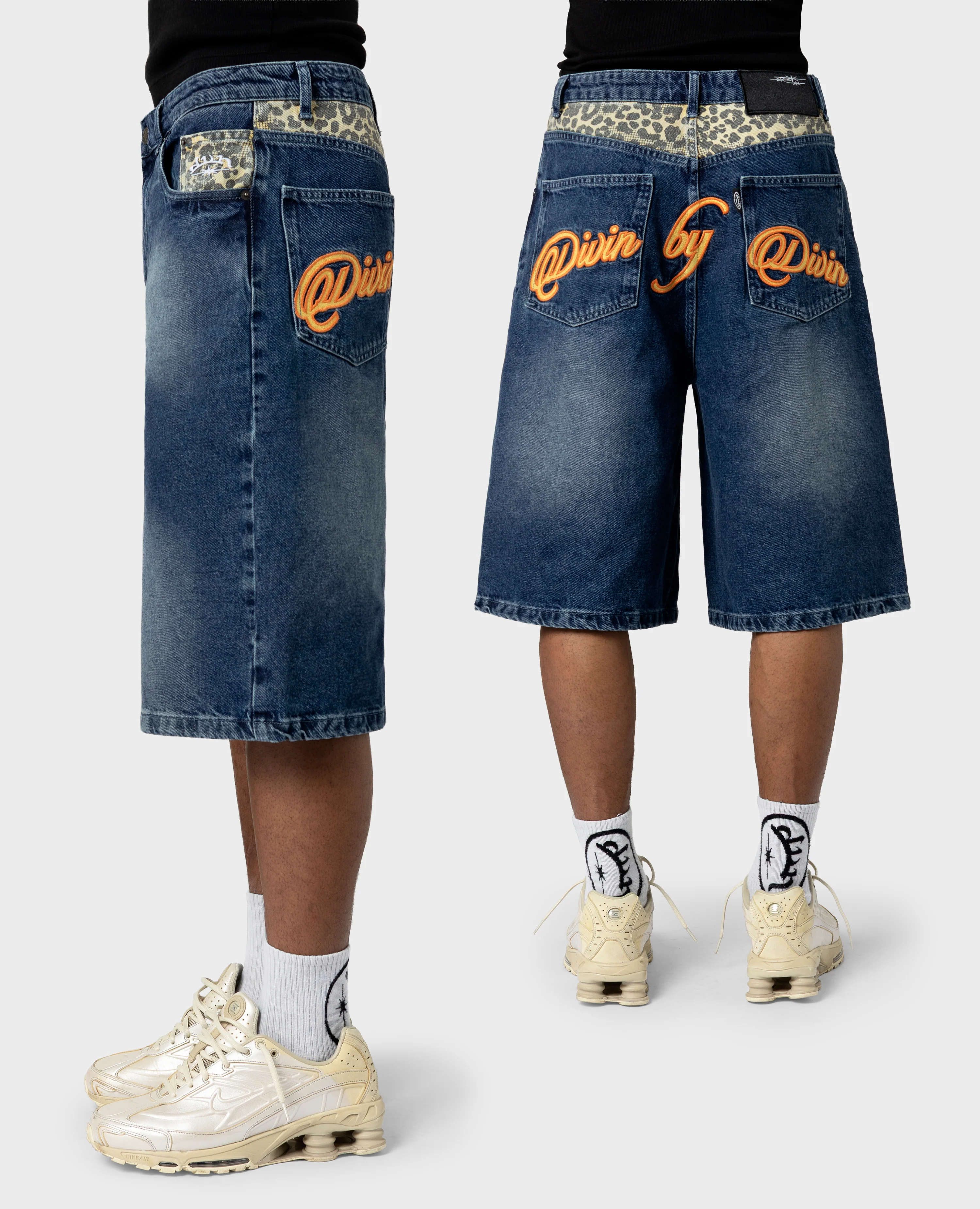 BLUE LEOPARD POCKET DENIM JORT - Image 6