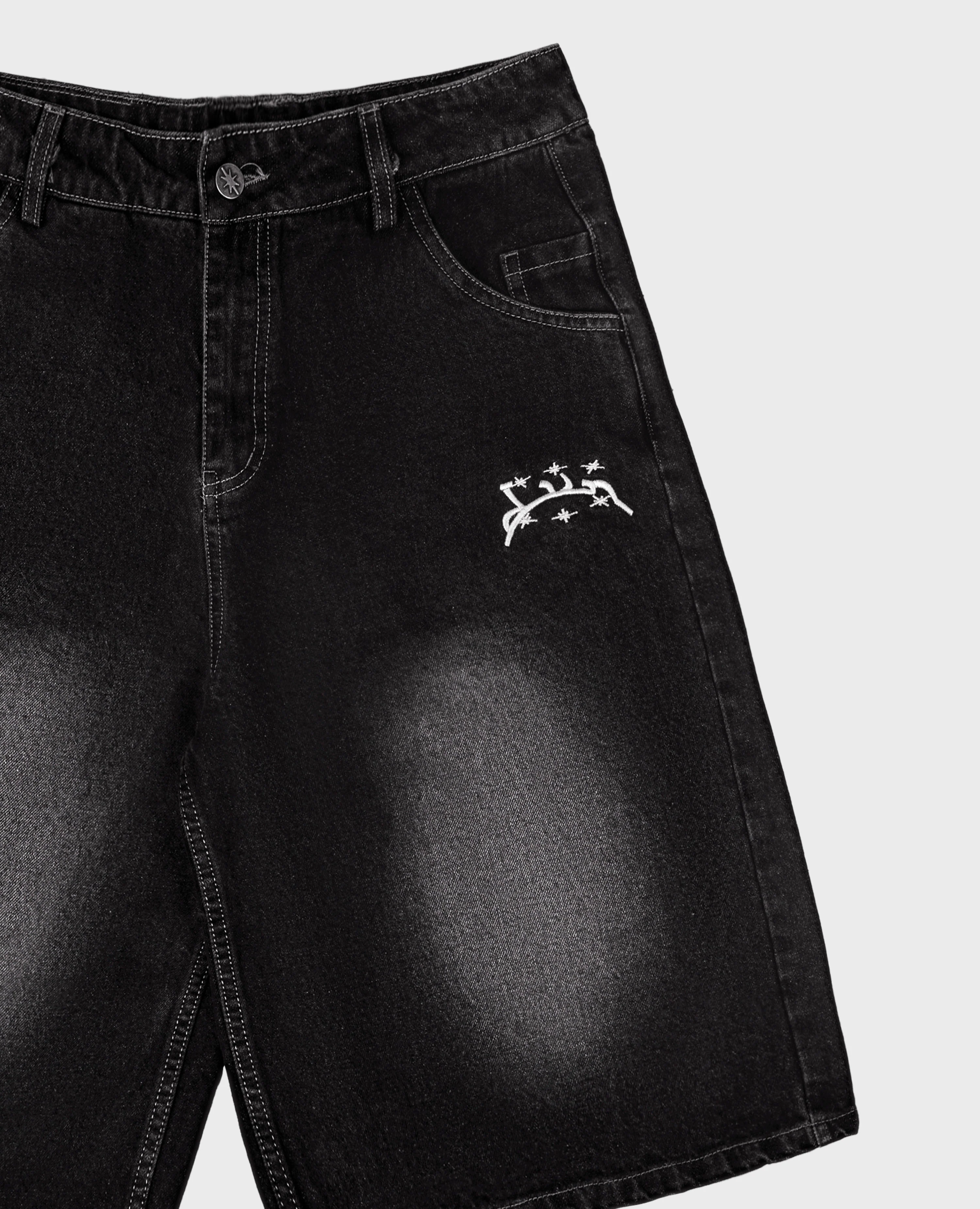 WASHED BLACK DENIM JORT - Image 7