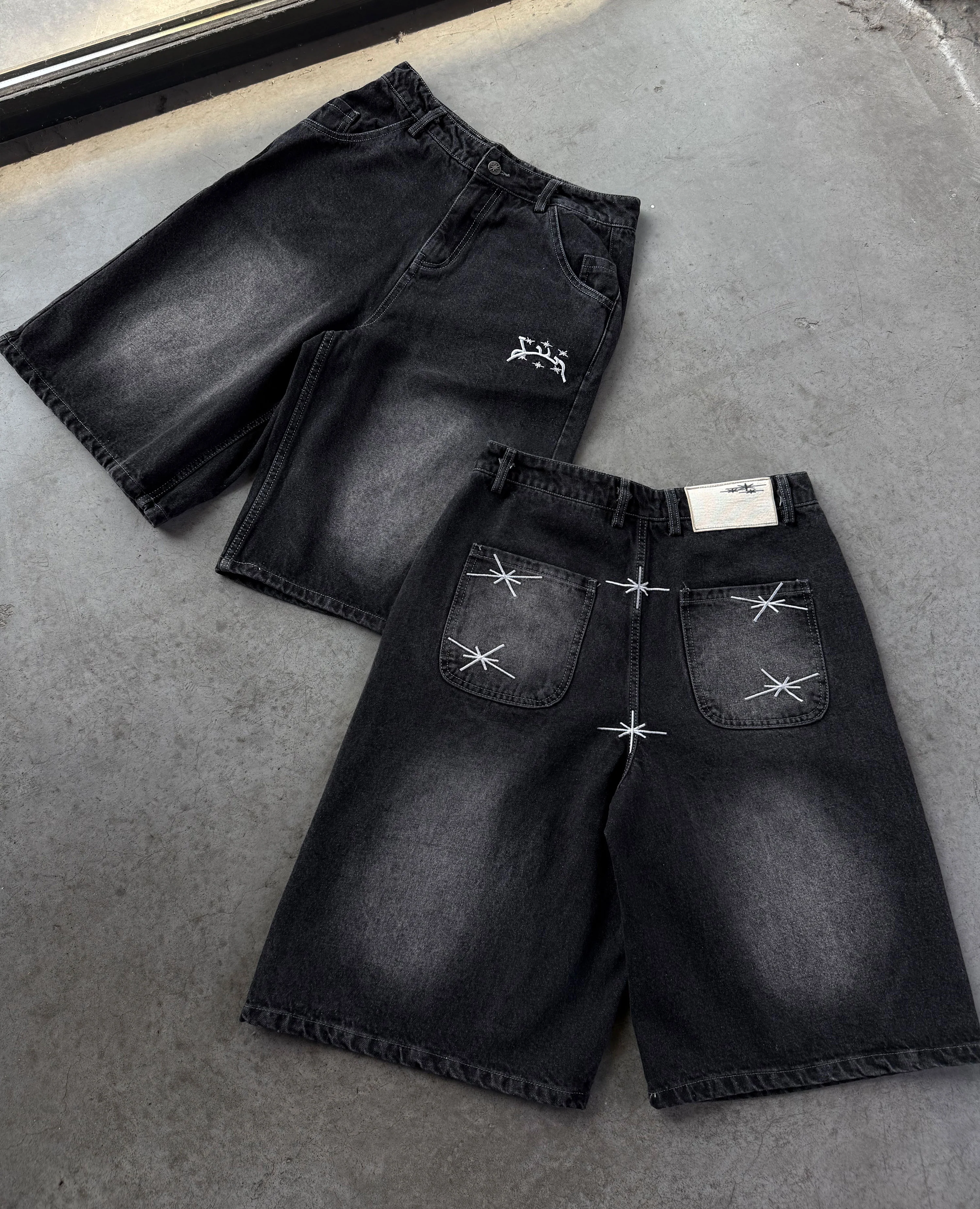 WASHED BLACK DENIM JORT - Image 8